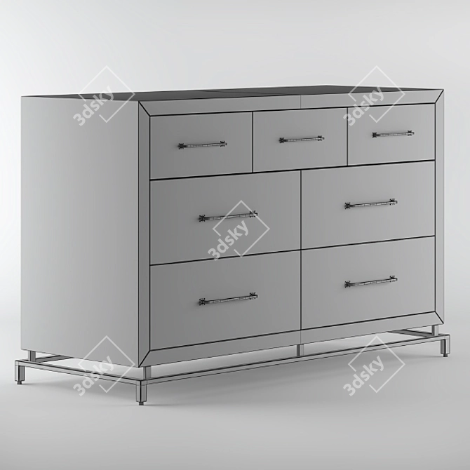 Elegant Black Wood Chest 3D model image 2