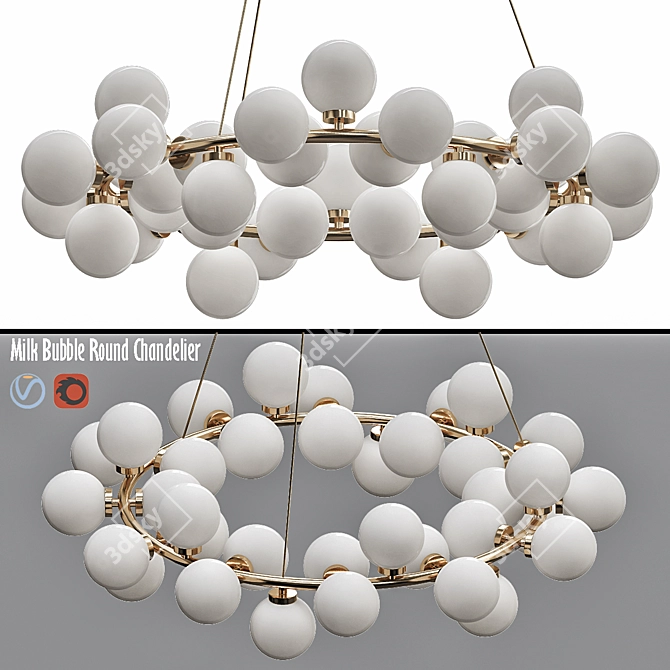 Milky Bubble Round Chandelier 3D model image 1