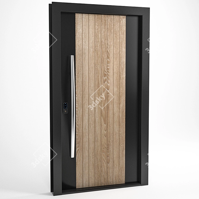 Elegant Black Wood Entrance Door 3D model image 1