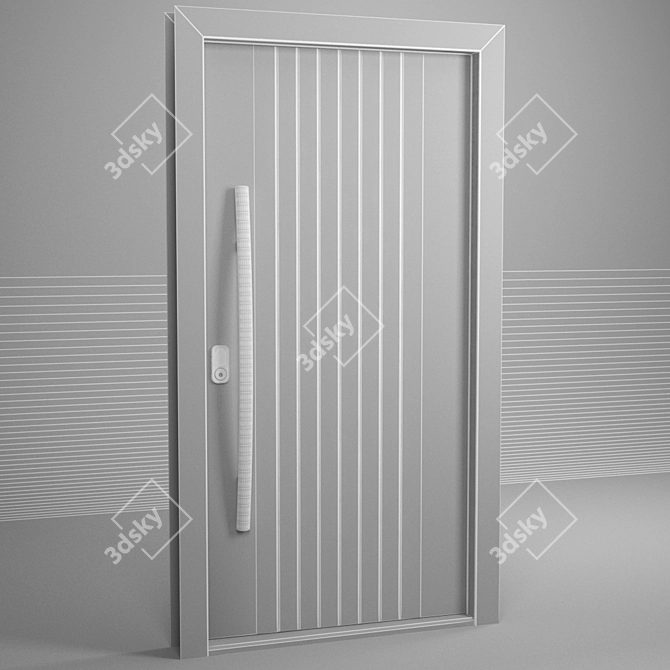 Elegant Black Wood Entrance Door 3D model image 3