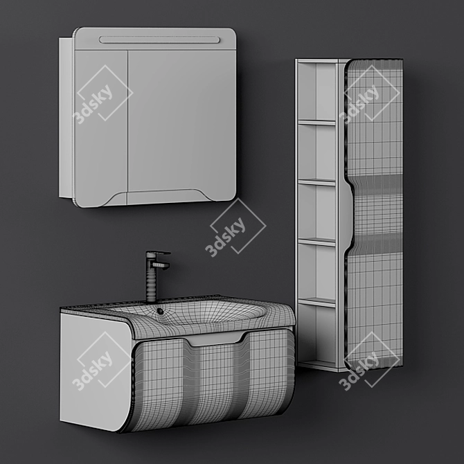 Nplus Golf 80 Bathroom Cabinet Set - Modern Wood Texture 3D model image 3