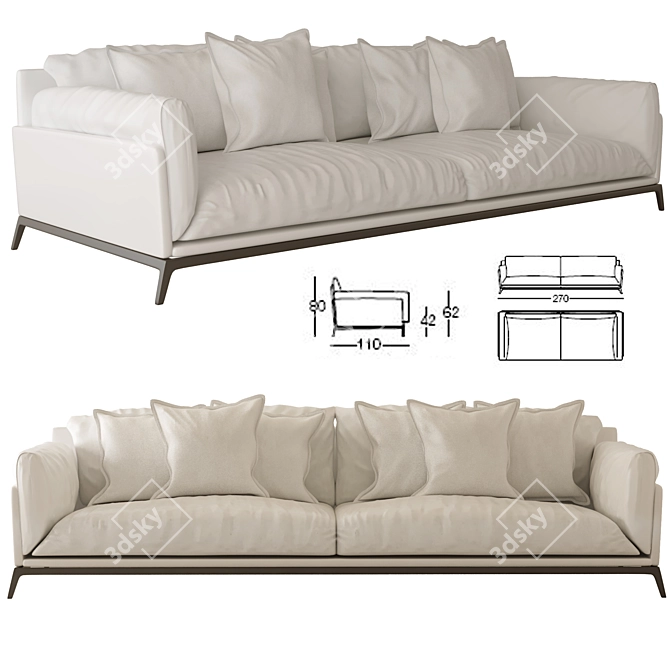 ZBrush-designed Faubourg Sofa 3D model image 1