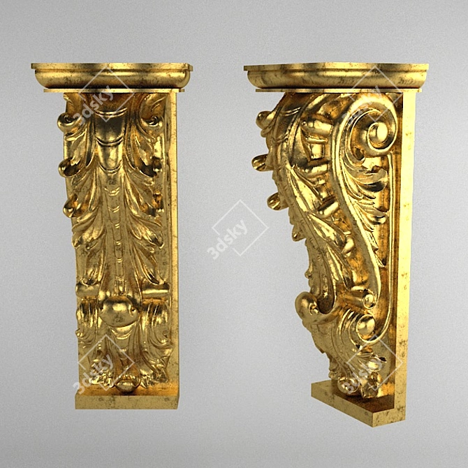 Elegant Gold Panel Decor 3D model image 2