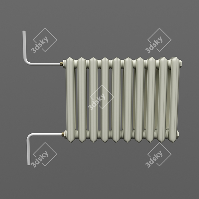 USSR Vintage Cast Iron Radiator 3D model image 2