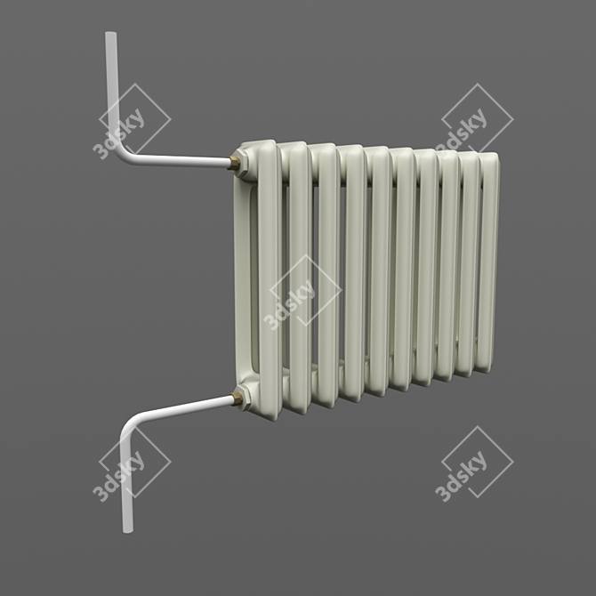 USSR Vintage Cast Iron Radiator 3D model image 3