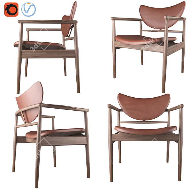 Elegant 48 Chair: Finn Juhl 3D model image 2