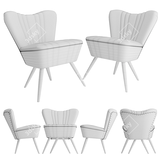  Retro Dutch Cocktail Chair 3D model image 2