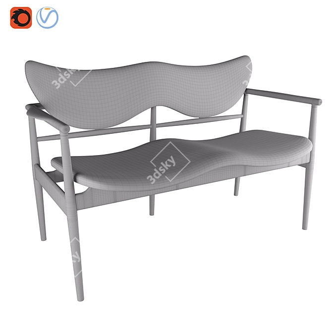 Modern Organic Sofa-Bench by Finn Juhl 3D model image 3