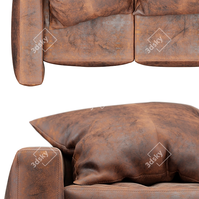 Luxury Genuine Leather Sofa 3D model image 2