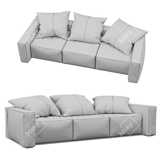 Luxury Genuine Leather Sofa 3D model image 3