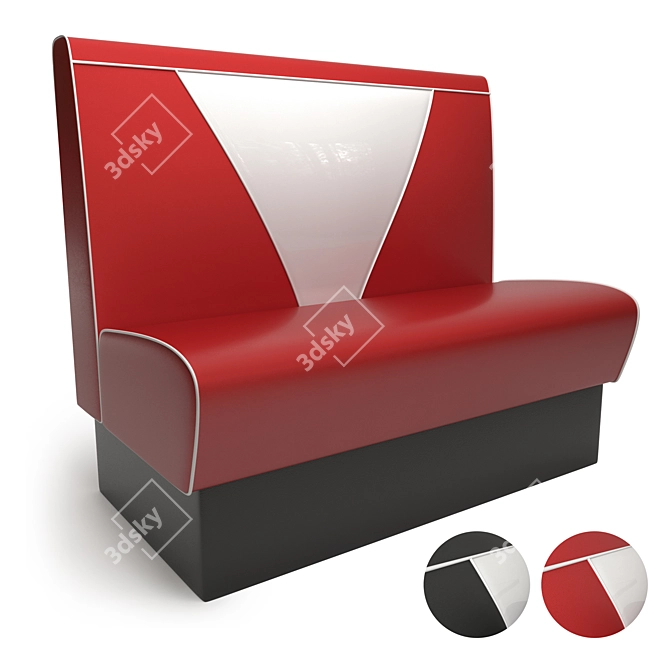 Retro V-Back Sofa - 50's Style 3D model image 1