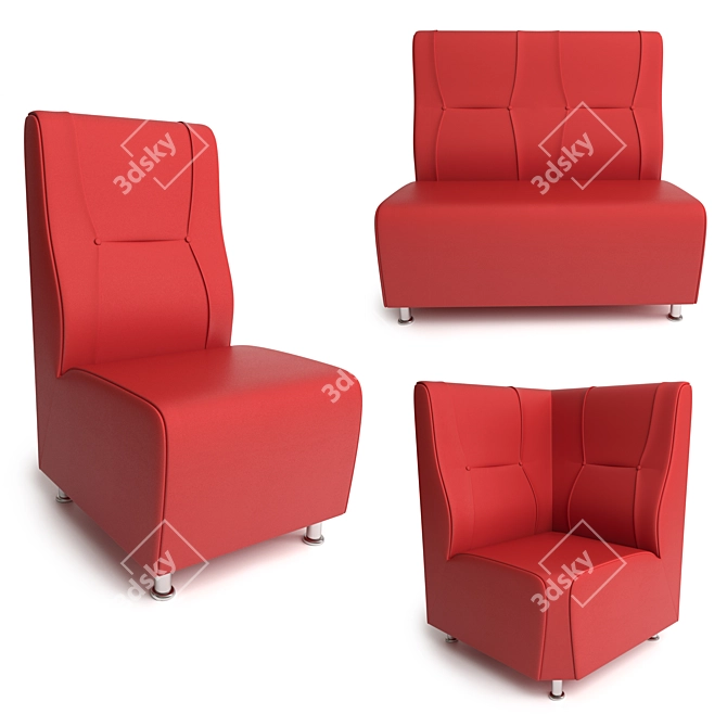 York Corner Sofa: Stylish Cafe Furniture 3D model image 2