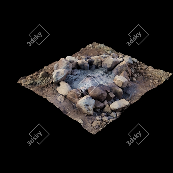 3D Scanned Stone Wood Fireplace 3D model image 1