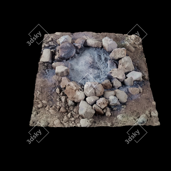 3D Scanned Stone Wood Fireplace 3D model image 2