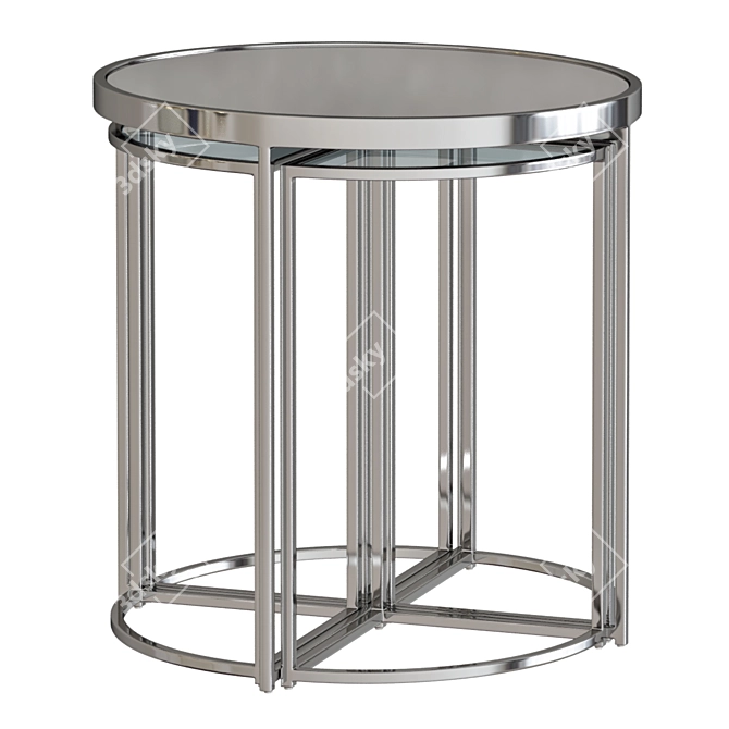 Elegant Gold Side Table Duo 3D model image 1