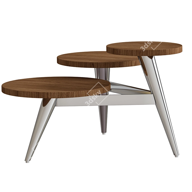 Modern Wood Metal Coffee Table 3D model image 1