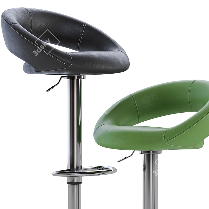 Sleek Black HEIKI Bar Stool - Perfect for Stylish Interiors 3D model image 2