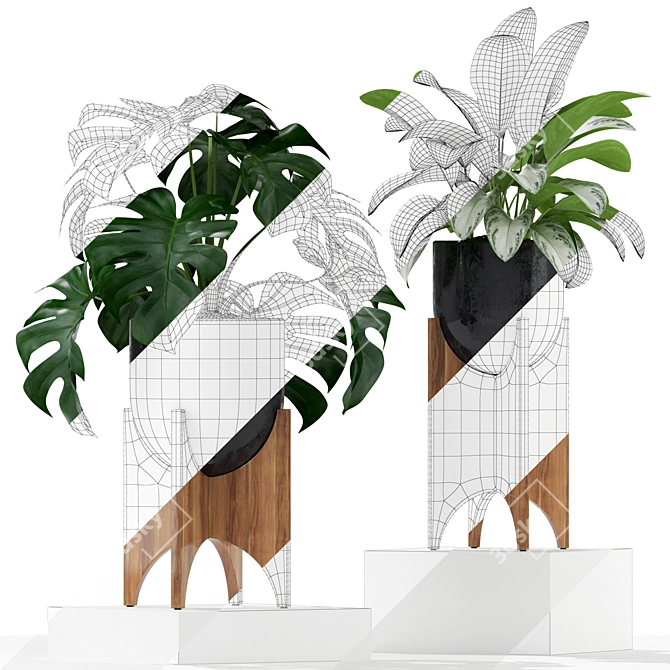 Modern Planters Collection: Mid-Century Style 3D model image 2