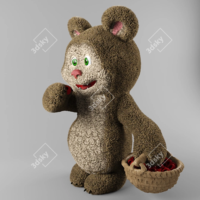 Bear and Raspberry Plush Toy 3D model image 1