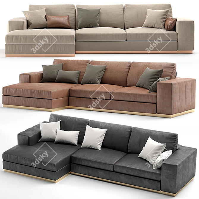 Laskasas Charlie 3-Seater Sofa: Modern Elegance for Your Living Space 3D model image 1