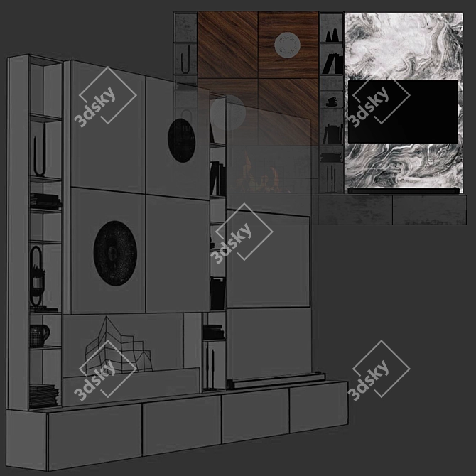 3Dsky TV Wall Set 12: 3dsmax2014 & V-ray Design & Modeling 3D model image 3