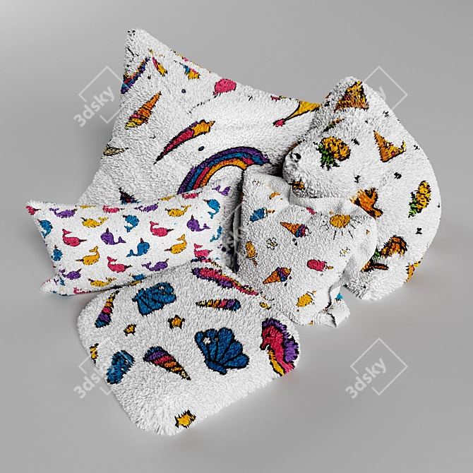 Colorful Soft Pillows Set 3D model image 1