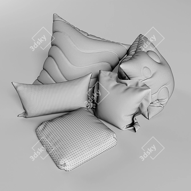 Colorful Soft Pillows Set 3D model image 2