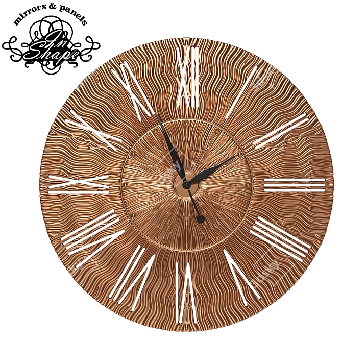 Glowing Bronze: Handcrafted, LED-Lit Wall Clock 3D model image 1