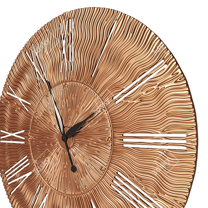 Glowing Bronze: Handcrafted, LED-Lit Wall Clock 3D model image 2