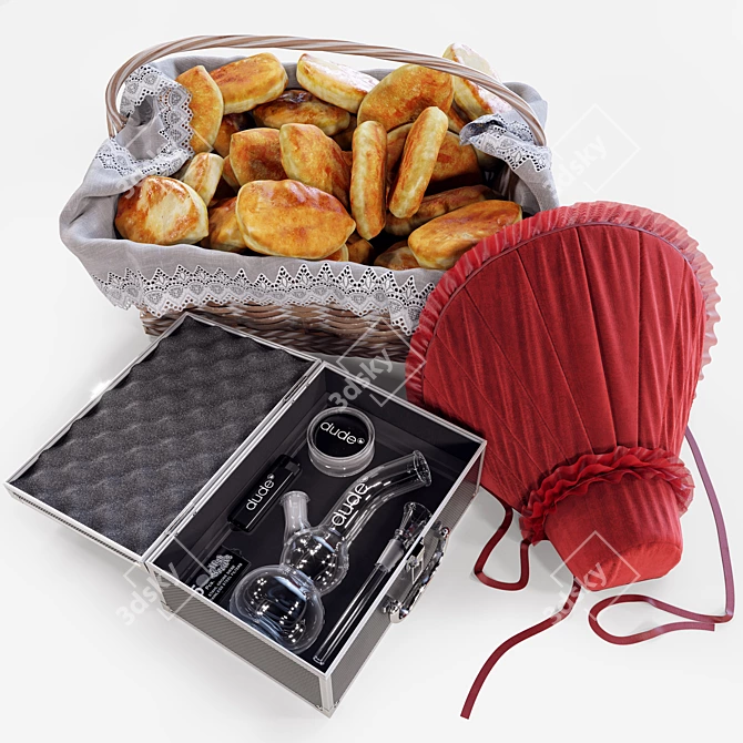 Picnic Perfect Set: Bong, Pastries, & Cover 3D model image 1