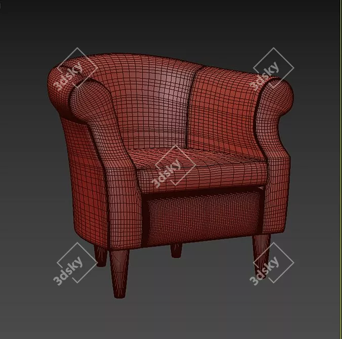 Stylish Dondre Barrel Chair 3D model image 3