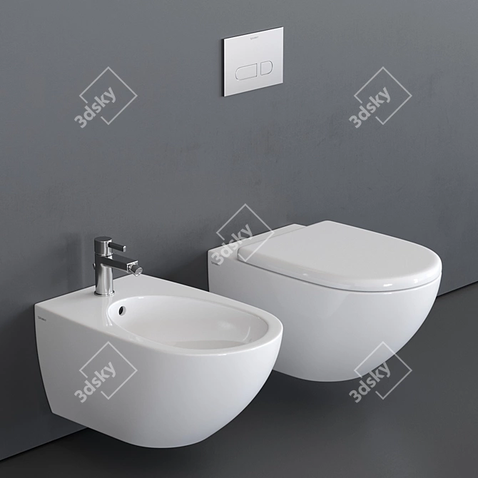 Sleek Wall-hung Architectural WC 3D model image 1
