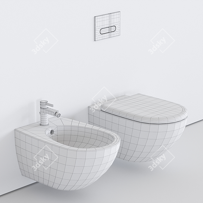 Sleek Wall-hung Architectural WC 3D model image 3