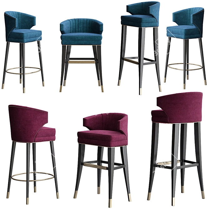 Elegant Ibis Bar Chair 3D model image 1