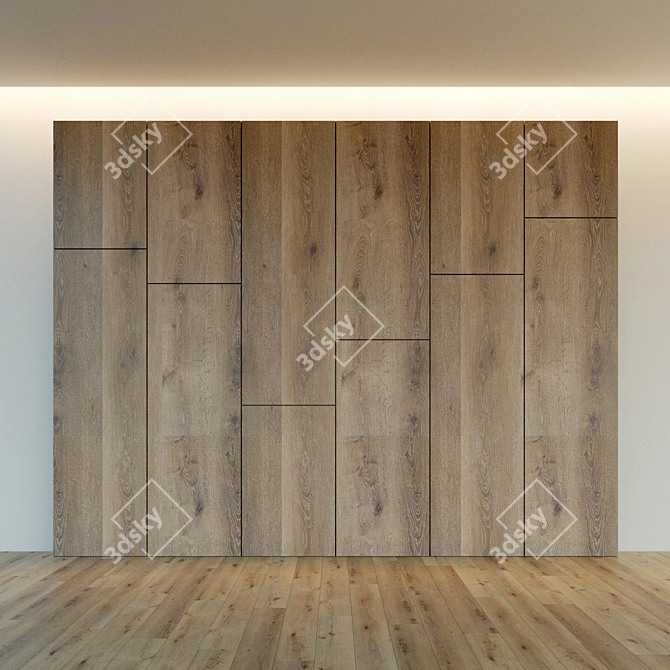 Elegant Wooden 3D Wall Panel 3D model image 2