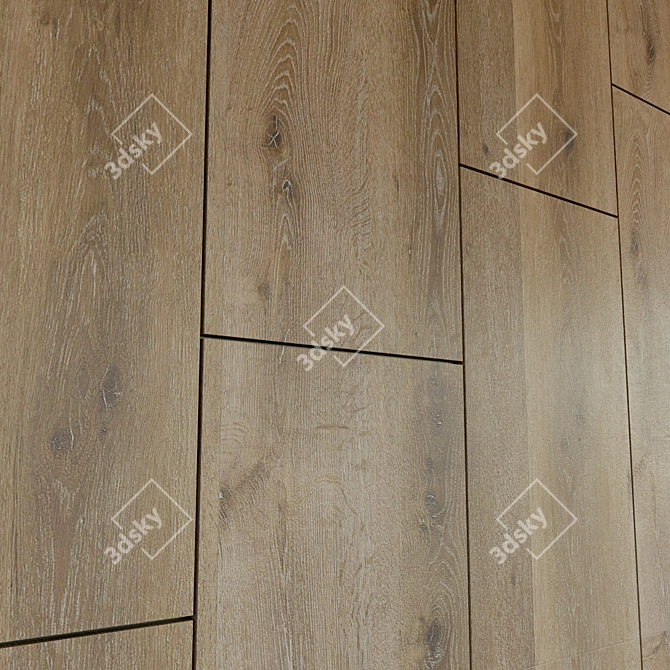 Elegant Wooden 3D Wall Panel 3D model image 3