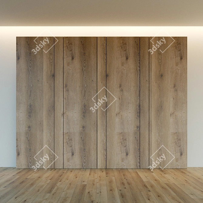 Wooden 3D Wall Panel: Decorative and Lightweight 3D model image 2