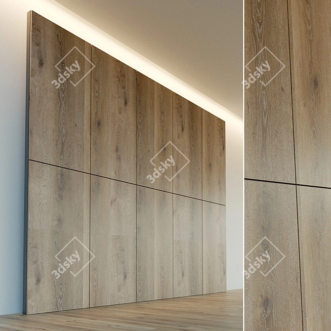 Unique Title: Wooden 3D Wall Panel 3D model image 1