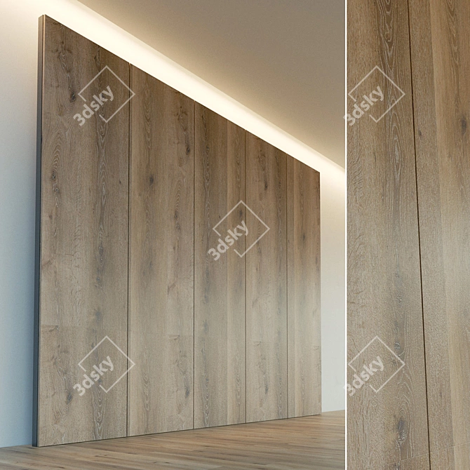 Wooden 3D Wall Panel: Decorative and Lightweight 3D model image 1