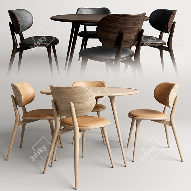 Mater: Accent Dining Set - Stylish Chair with Dining Table 3D model image 1