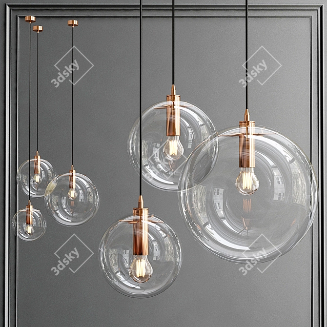 Selene Copper Pendant Light 3D model image 1