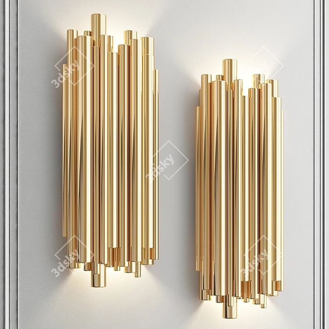 Golden Metal Wall Light: Modern, Industrial, Art Deco 3D model image 1