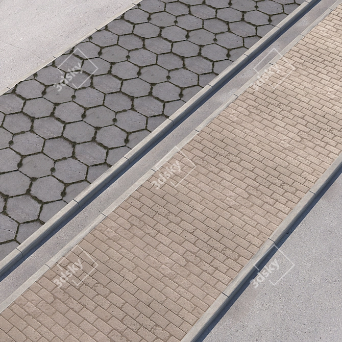 Versatile Sidewalk & Road Set 3D model image 1