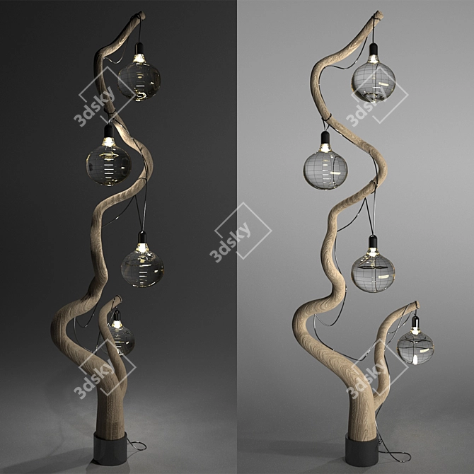Title: Natural Wood Floor Lamp 3D model image 1