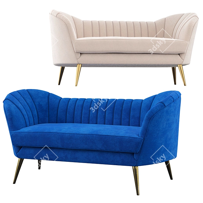 Elegant Chesterfield Loveseat: Classic Design 3D model image 1