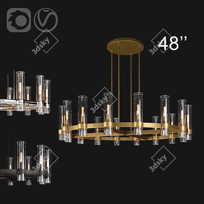 Title: Rustic RAVELLE Round Chandelier 3D model image 1