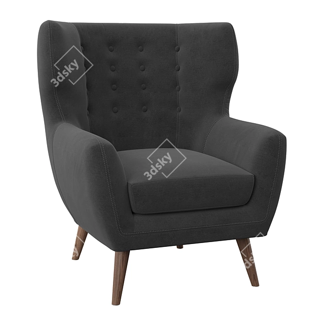 Elegant Wingback Armchair 3D model image 1