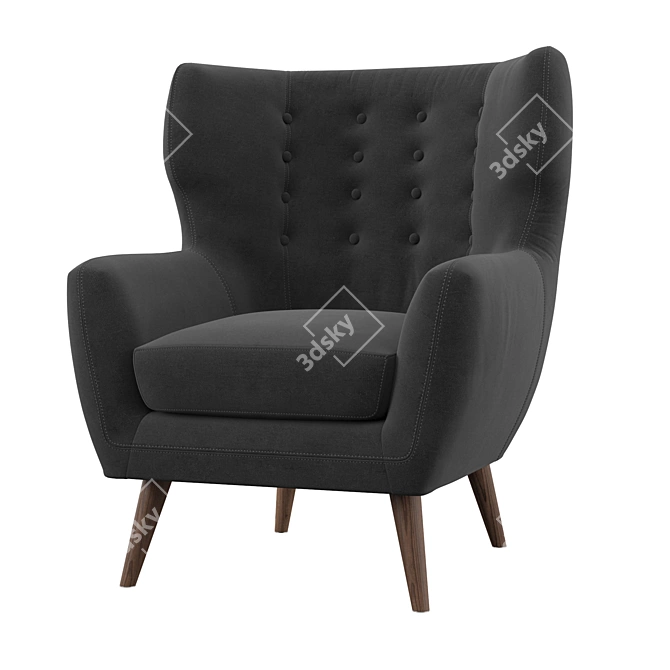 Elegant Wingback Armchair 3D model image 2