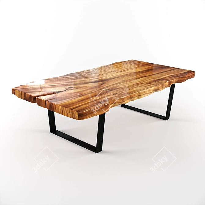 Natural Wood Slab Dining Table 3D model image 1