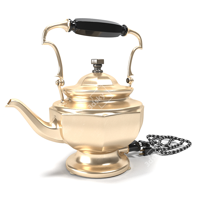 Vintage Electric Kettle: Antique Gold Finish 3D model image 1